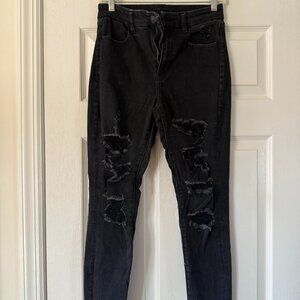 American Eagle Hi-Rise Curvy Jegging, size 6, black, ripped, excellent condition